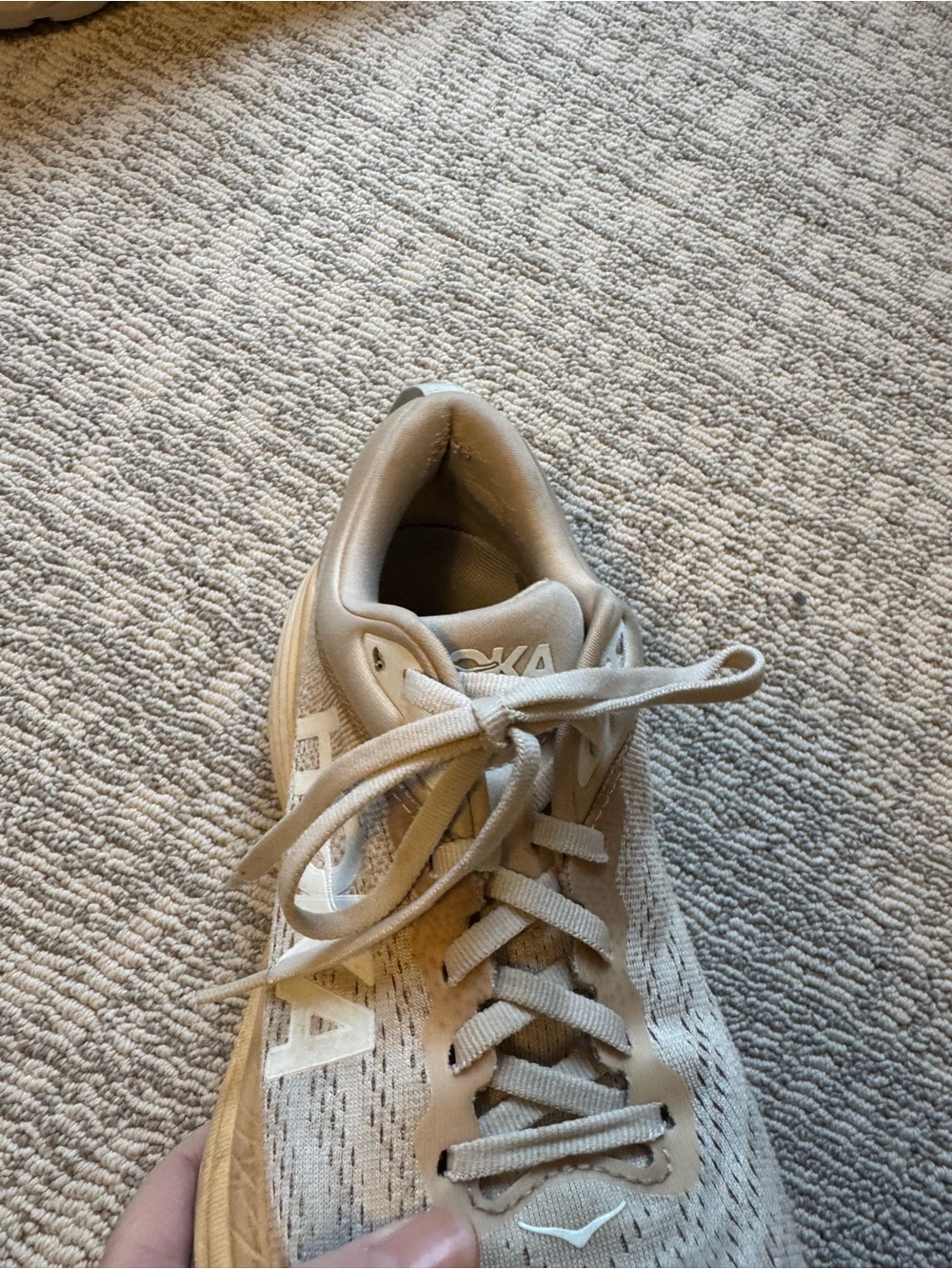 Hoka Bondi 8 Neutral Beige Women's Athletic Sneakers - Picture 4 of 6